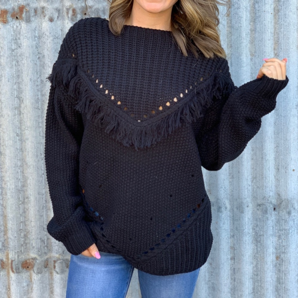Oversized Fringe Sweater
